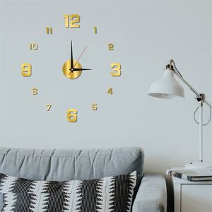 Horloge murale créative 3D en acrylique sans cadre, horloge numérique DIY, autocollants muraux, horloge silencieuse pour la décoration de l'hôtel, du salon et de la chambre à coucher - Product Image 3