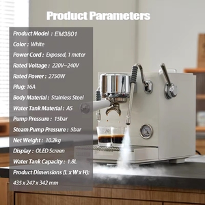 เครื่องชงกาแฟเอสเพรสโซกึ่งอัตโนมัติ รุ่น EM3801 พร้อมระบบชงกาแฟ สำหรับใช้ในเชิงพาณิชย์และโรงแรม มีสินค้าในสต็อก - Product Image 3