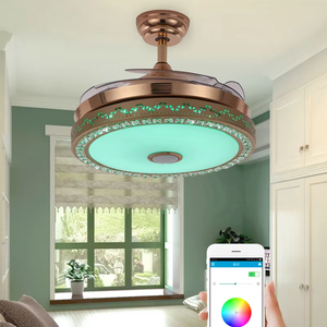 Ventilateur de plafond RGB avec lumière et haut-parleur - Ventilateur de plafond musical à 7 couleurs réglables avec télécommande pour chambre à coucher et salon - Product Image 4