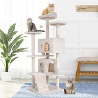 Arbre à chat en bois avec cadre d'escalade intérieur, maison en peluche crème design, livraison directe d'usine