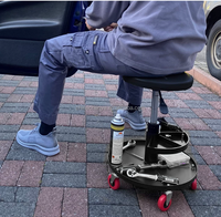 Tabouret de garage à roulettes réglable en hauteur avec logo personnalisé, chaise d'atelier pour mécanicien avec 5 roues pivotantes, cadre en métal fer.