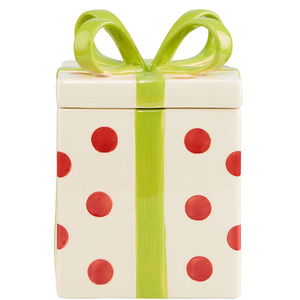 Natale Rosso Puntini o Diamanti In Ceramica di Stoccaggio Cookie di Regalo Vaso di ceramica biscotto vaso <span class=keywords><strong>per</strong></span> I Regali o di Natale Decor - Product Image 4