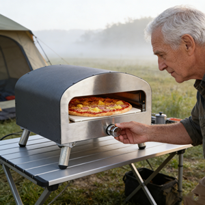فرن بيتزا كهربائي صغير محمول للاستخدام المنزلي وفرن بيتزا يعمل بالغاز للتخييم في الهواء الطلق - Product Image 1