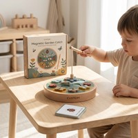 Jeu de pêche en bois Montessori personnalisé OEM pour le jardin, attrape-insectes, développement de la motricité fine, éducatif, avec cartes flash sur la nature