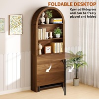 Bureau d'ordinateur arqué multifonctionnel réglable et pliable, gain de place, table d'écriture convertible, table Murphy escamotable, assemblé
