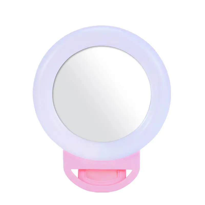 Mini Clip-on RGB Fill Ringlight Selfie Ring Light Phone USB ricaricabile con specchio per il trucco