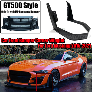 กันชนหน้ารถยนต์คู่หนึ่งสไตล์ GT500 สำหรับ Ford Mustang 2015-2021 พร้อมสปอยเลอร์มุมและวิงเล็ต ใช้ได้กับกันชน MP Concepts - Product Image 1