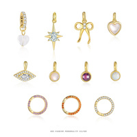 Breloques DIY en Argent Sterling S925 Plaqué Or 18K, Coquillage Blanc, Cœur, Nœud, Étoile, Marquise, Pendentif Connecteur, Bague, Bijoux en Gros