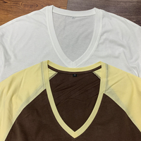 Kaos Wanita Putih Kasual Model Longgar Kerah V Bahan Katun Custom Logo Grosir OEM untuk Wanita