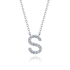 Collar con Colgante de Letra Inicial de Circonio Chapado en Oro Cristiano de Plata 925 para Mujer - Product Image 2