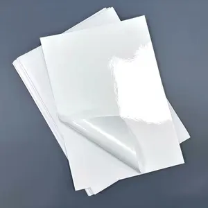Láser 50mic alto brillo blanco PET autoadhesivo etiqueta impermeable gruesa etiqueta adhesiva impresión láser A4 rollo de pegatinas