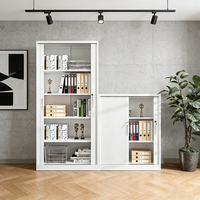 Armoire de classement moderne en acier avec porte à enroulement, meuble de rangement métallique à portes tambour, armoire en fer pour bureau et cuisine (4 compartiments)