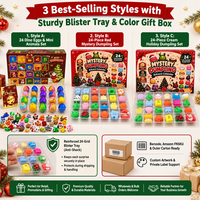Calendrier de l'Avent de Noël 24 Jours : Jouet Squishy Mystère en Forme de Dumpling, Ensemble de 24 Mini Mochi Fidget pour Boîte Personnalisée à Faible MOQ
