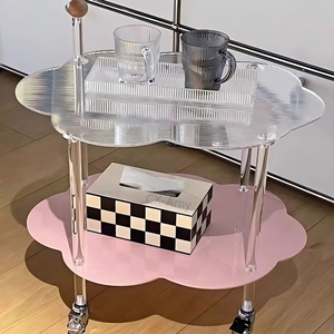 Moderner wolkenförmiger Acryl-Couchtisch mit Rollregal, beweglicher Wohnzimmer-Sofatisch, Beistelltisch und Ecktisch - Product Image 2
