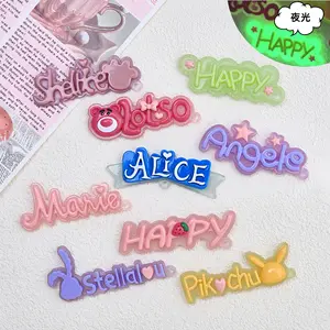 Glow-in-the-dark Brand Pendant Cartoon Creative Fridge Magnets Resin Letters Resin Earrings For Decoration