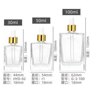 Vente chaude, flacon compte-gouttes en verre transparent ambré noir carré pour huile capillaire, rectangle pour huile essentielle, parfum, 15 ml, 30 ml, 50 ml, 100 ml - Product Image 6