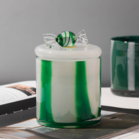 Ortus Home - Portavelas de Vidrio Artístico Soplado a Mano con Rayas Negras y Salpicaduras, Organizador de Jarrones Resistente al Calor para Decoración Moderna del Hogar, MOQ Bajo