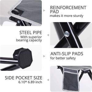 WOQI إطار فولاذي 600D أكسفورد خفيف قابل للطي الوزن المحمولة التخييم البراز الصيد كرسي صغير كرسي الشاطئ - Product Image 2