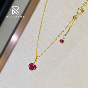 Rochime <span class=keywords><strong>Ruby</strong></span> Heart Halskette 925 Sterling Silber Rot Zirkon Feiner Schmuck für Frauen - Product Image 4