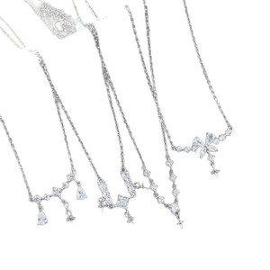 Qunlvsheng S925 Sterling <b>Silver</b> Zirconia Hollow Necklace With Pearl <b>Beads</b> Clavicle Chain White Gold Color - Product Image 4