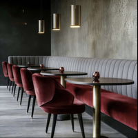 Ensemble de meubles commerciaux modernes et durables en tissu pour café, hôtel, restaurant : banquette demi-courbe, table et chaises