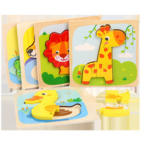 Montessori Animal 3D Puzzle assorti à la main Jeux de société Blocs de bricolage Apprentissage Jouets éducatifs pour enfants Garçons Filles