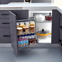 Étagère d'angle magique en acier inoxydable pour armoire de cuisine, organisateur d'angle mort