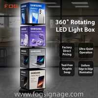 Boîte à lumière LED rotative en aluminium sur pied pour magasin électronique, restaurant, centre commercial, signalétique lumineuse mobile pour menu