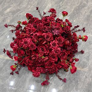 Vente d'usine : Boules de <span class=keywords><strong>fleurs</strong></span> artificielles en soie rose faites à la main, design moderne rouge pour centres de table de mariage, fête des Mères, Noël - Product Image 1