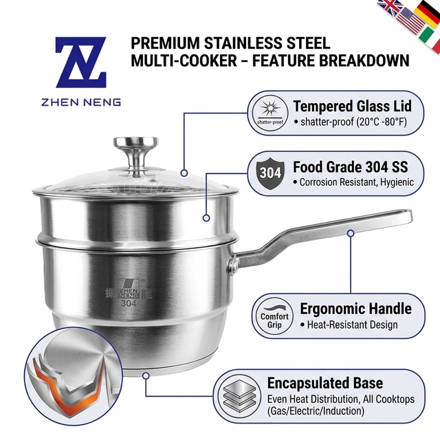 Modern Stainless Steel Induction Cookware Soup Stock Pots Kitchen Strainer for Milk Noodle Cooking