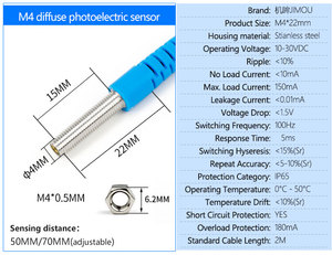 Jimou M3 M4 <span class=keywords><strong>M5</strong></span> M6 Dc10-30V khuếch tán quang điện ảnh cảm biến chuyển đổi gần điện - Product Image 4