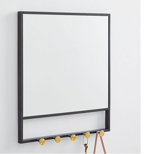 Wholesale Bathroom Entry Decorative <strong>Rectangular</strong> Metal <strong>Wall</strong> <strong>Mirror</strong> with Hooks Display <strong>Mirror</strong> Factory Ningbo - Product Image 3