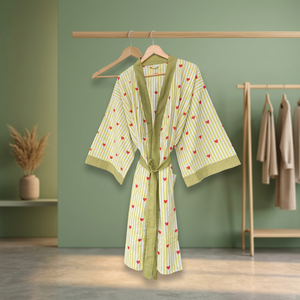 Bata Kimono de Algodón Ecológico con Estampado Floral para Mujer, Chaqueta de Descanso con Cintura Ajustable, Abrigo Casual Cruzado para Otoño, Invierno y Verano, Ideal para el Hogar - Product Image 2