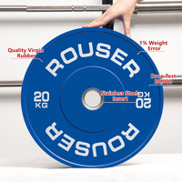 Plaques de musculation en caoutchouc Rouser Fitness 5KG-25KG, plaques de barre pour entraînement de force, équipement de salle de sport commerciale