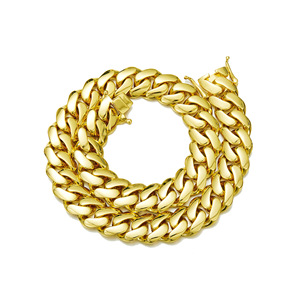 Collana a Catena Cubana Piatta in Acciaio Inossidabile 316L Placcato Oro PVD 14K, 8mm-20mm, Antiossidante, Impermeabile, Gioielli Hip Hop per Uomo - Product Image 5