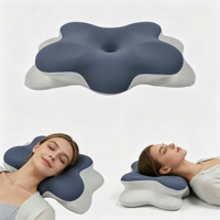 Oreiller de voyage OEM personnalisé en forme de papillon, en mousse à mémoire de forme, avec housse en polyester matelassée, amovible et lavable, pour un soutien ergonomique du cou et le soulagement des douleurs cervicales
