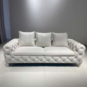 Canapé en cuir blanc de style américain haut de gamme pour boîte de nuit, ensemble de canapés décontractés en velours - Product Image 2