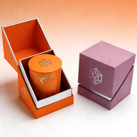 Boîtes à bougies rigides en papier recyclé écologiques avec fermeture magnétique à rabat, logo imprimé en relief personnalisé, design gratuit