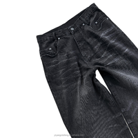 Fabricant de denim personnalisé de haute qualité détresse jambe droite unisexe vintage délavé bleu noir pantalon en denim baggy jean pour hommes