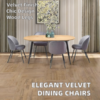 Fauteuil moderne élégant en velours gris foncé Table à manger rembourrée à panneaux en MDF pour meubles de maison ou de salle à manger
