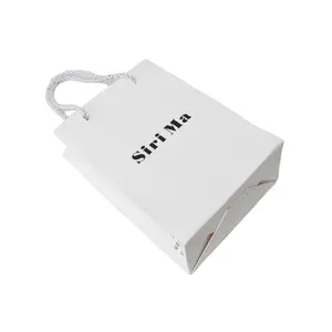 Kertas kraft putih ramah lingkungan, tas barang dagangan 8 Maret 25kg dengan pegangan 100 buah 8x4.25x10.5 ujung terbuka