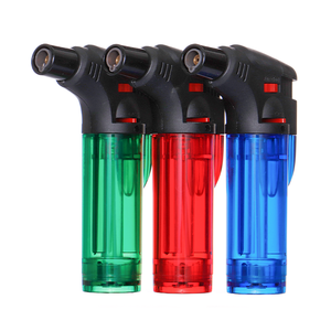 Single Flame Windproof Transparent Plastic Jet Flame Slant <b>Torch</b> Lighter with Lock Custom Logo - Product Image 6