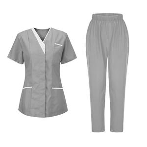 Uniforme de Estilo Europeo y Americano con Cuello en V y Manga Corta para Salón de Belleza, Doctora, Enfermera, Cuidadora, Técnica - Product Image 3