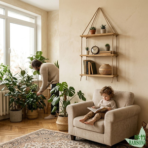Estante Colgante de Bambú con Cuerda de Cáñamo, Estilo Boho Vintage, Estante de Almacenamiento de 3 Niveles para Plantas y Decoración - Product Image 6