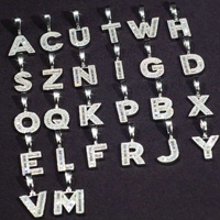 Pendentif Lettre Initiale en Moissanite VVS en Gros, Pendentif Prénom Diamant Taillé Baguette Effet Glacé, Vente Chaude pour Hommes et Femmes