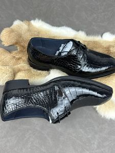 Zapatos de Vestir para Hombre 100% Piel de Cocodrilo – Cuero Charol Británico de Lujo Formal, Suela de Cuero, Zapatos Formales de Negocios para Boda - Product Image 4