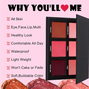 Palette di <span class=keywords><strong>blush</strong></span> certificata senza logo per il commercio transfrontaliero, multiuso, combinazione multicolore, sei colori, 27g, formato standard - Product Image 3