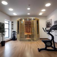 Sauna de Cedro Rojo Sólido para 4 Personas, Diseño Moderno Rio Grande, Bajo EMF, Infrarrojo Lejano, Vapor Seco, Terapia de Luz Roja, Ecológica, 9kw