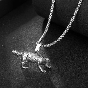 Stainless Steel Honey Badger Pendant Necklace Men's Animal Charm SP971 <b>Gift</b> Jewelry - Product Image 2