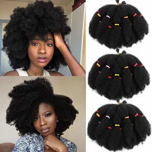 <span class=keywords><strong>Extension</strong></span> per <span class=keywords><strong>Capelli</strong></span> Corti Marley Afro Kinky Twist Crochet per Donne, Fibra Sintetica Nera Facile da Acconciare - Product Image 1